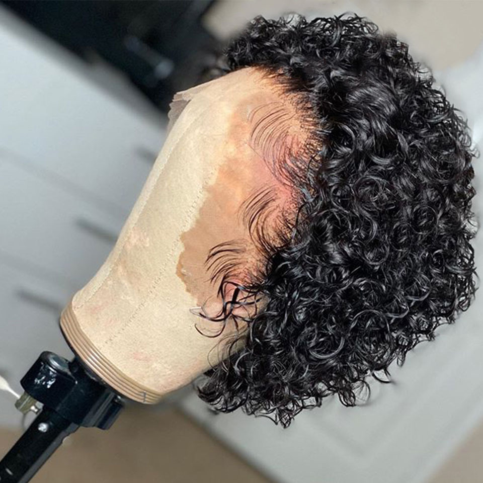 Curly Lace Front Wigs Human Hair 13x1 Pixie Cut Short Curly Temu