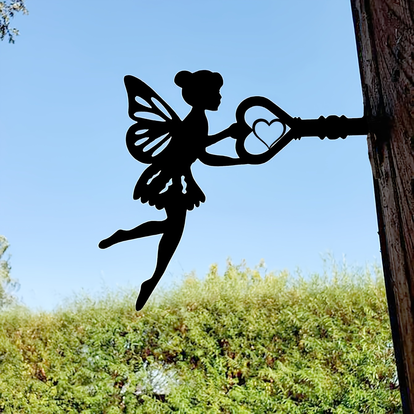 

1pc Angel On Branch Steel Silhouette Metal Wall Art Home Garden Yard Patio Outdoor Statue Stake Decoration Perfect For Birthdays, Housewarming Gifts