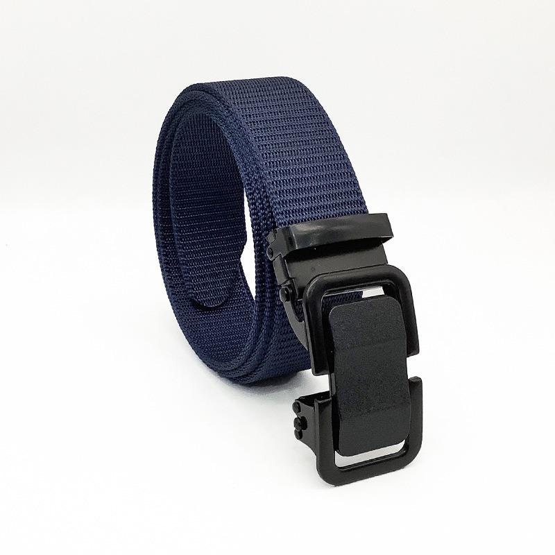 Solid Mens Titanium Belt Buckle 3.8 Cm on Black Leather Belt Anti-Allergy