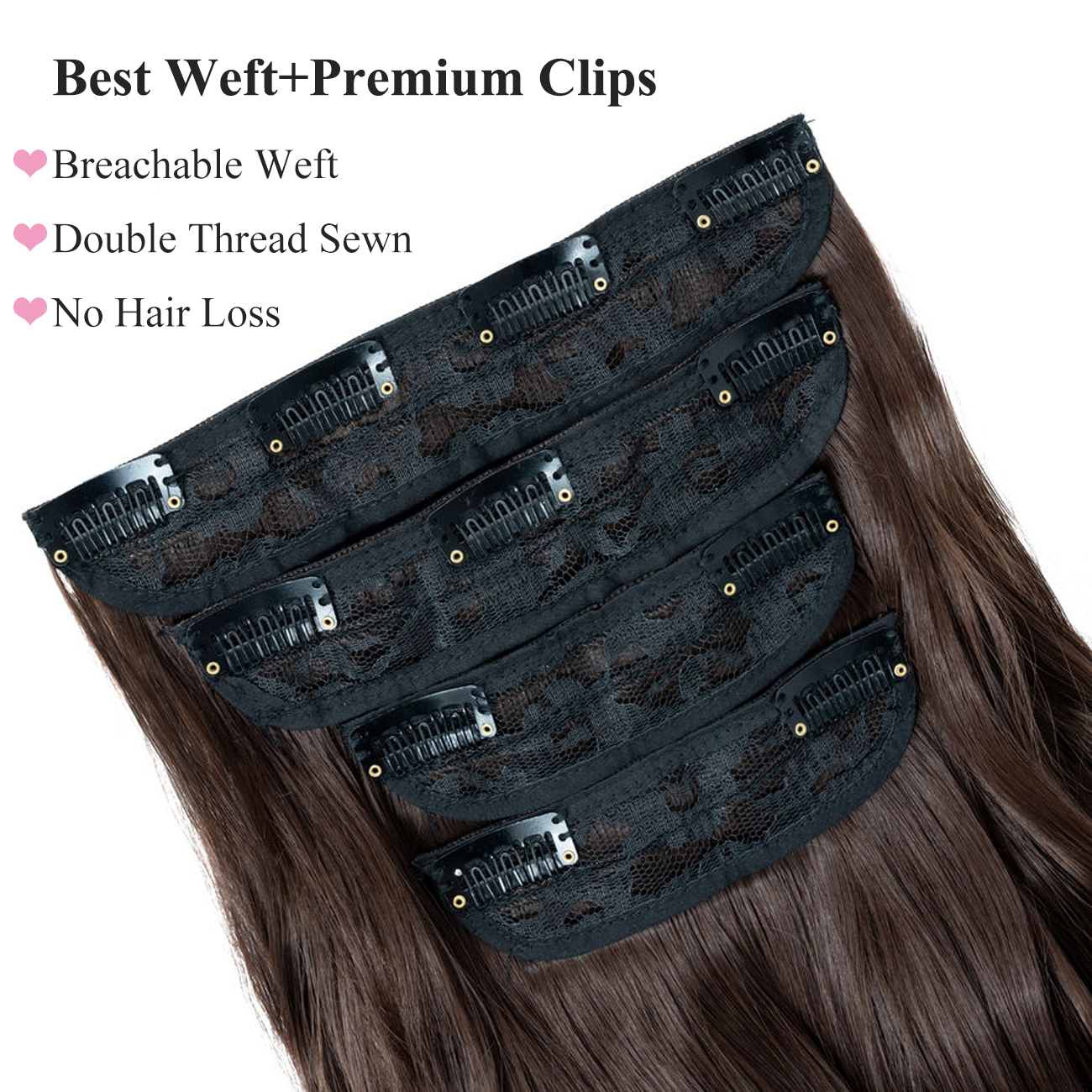 set of 4 clip in hair extensions with highlights wavy and curly 22 inches long 180g synthetic hairpieces for   for halloween and christmas hair accessories details 2