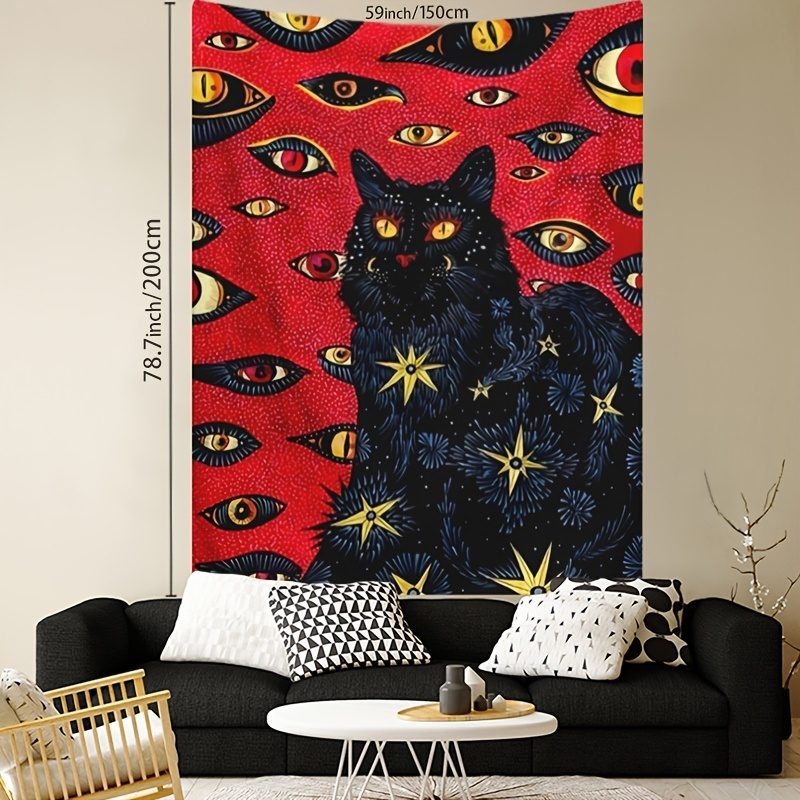 1pc Cat Eye Coven Tapestry Dark Witchcraft Wall Hanging Bohemian Wall ...