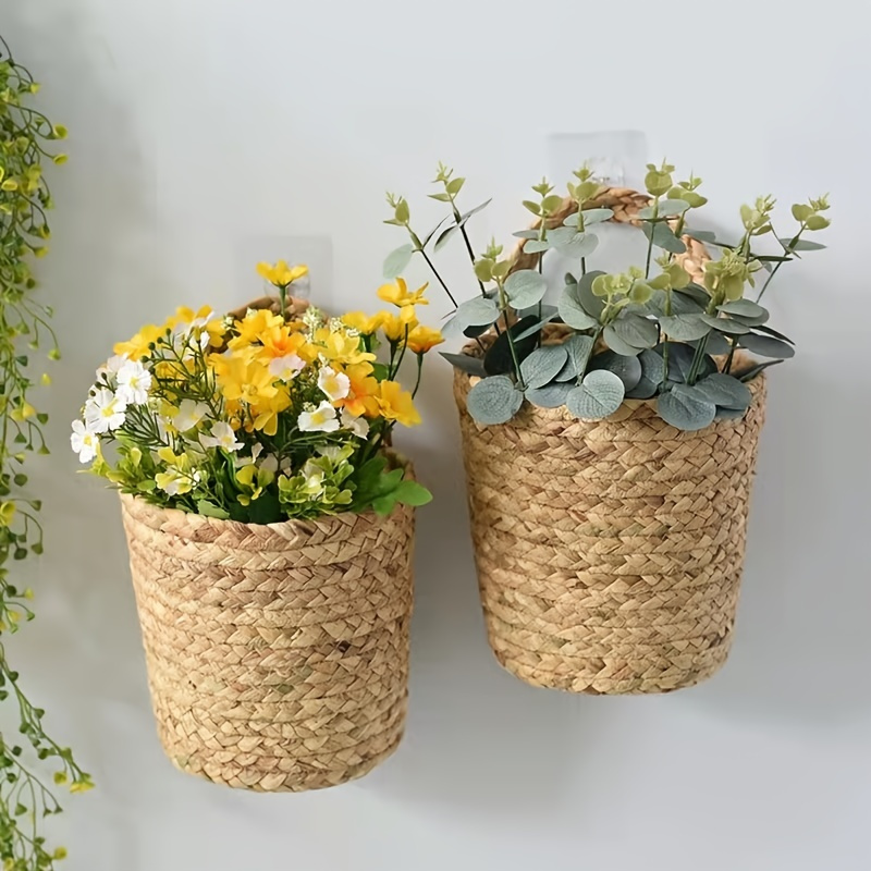 Home Hanging Wicker Rattan Straw Wall Hanging Flower Basket Flower Pot  Simulation Hanging Basket - China Hanging and Wicker price