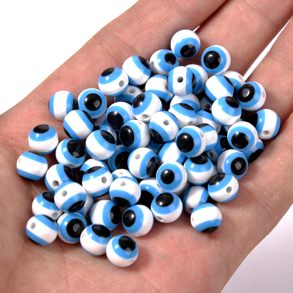 Resin Round Turkey Evil Eye Beads Loose Spacer Beads For - Temu