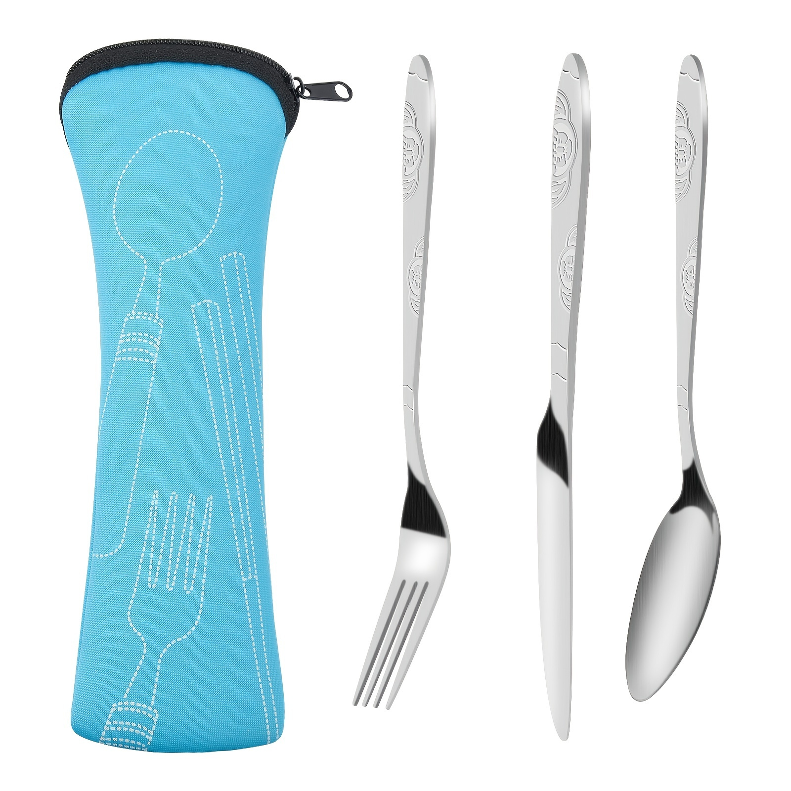 Portable Stainless Steel Cutlery Set With Bag - Perfect For Travel And  Outdoor Dining - Temu