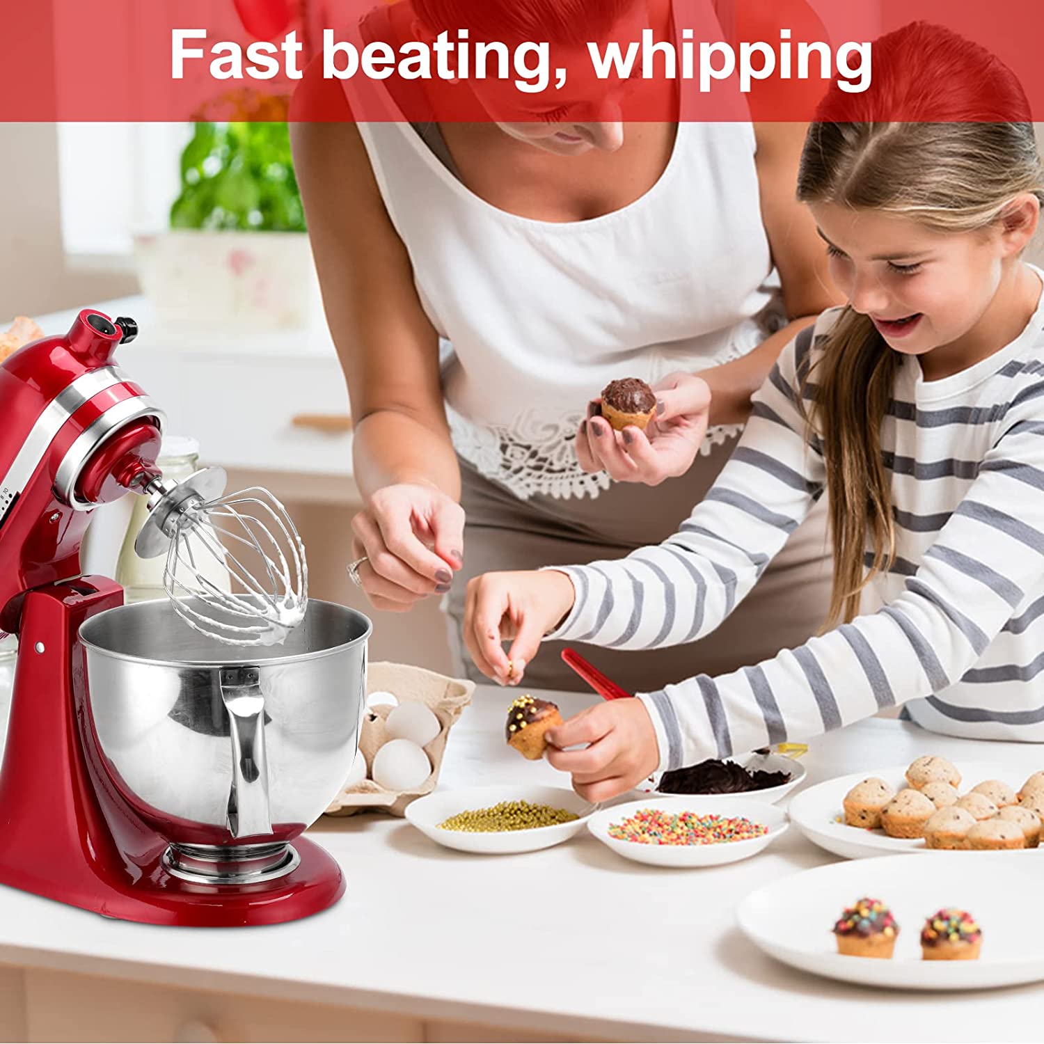 Stainless Steel Kitchenaid 6-wire Whip Attachment - Perfect For Whisking  Egg Creams, Cakes & Mayonnaise! - Temu