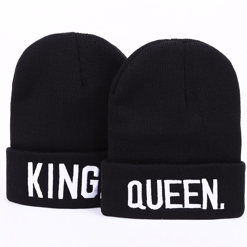 

1pc King Queen Thermal Knit Cap Beanie Ha