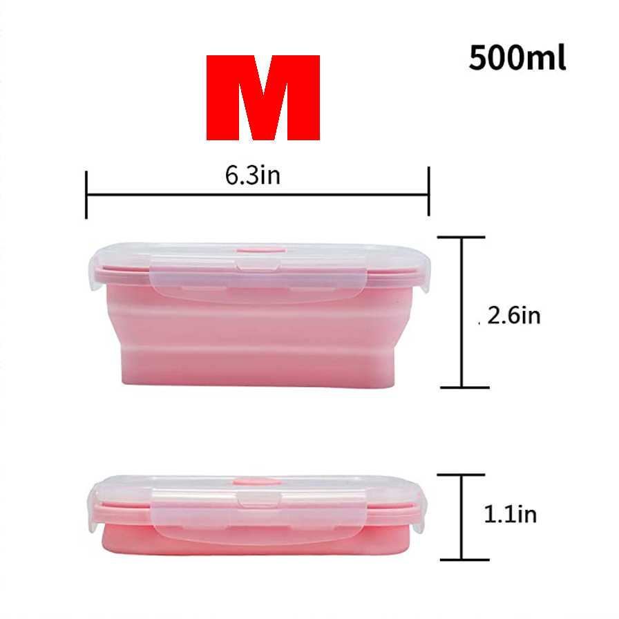 Silicone Folding Lunch Box with Lid Portable Picnic Camping Bowl