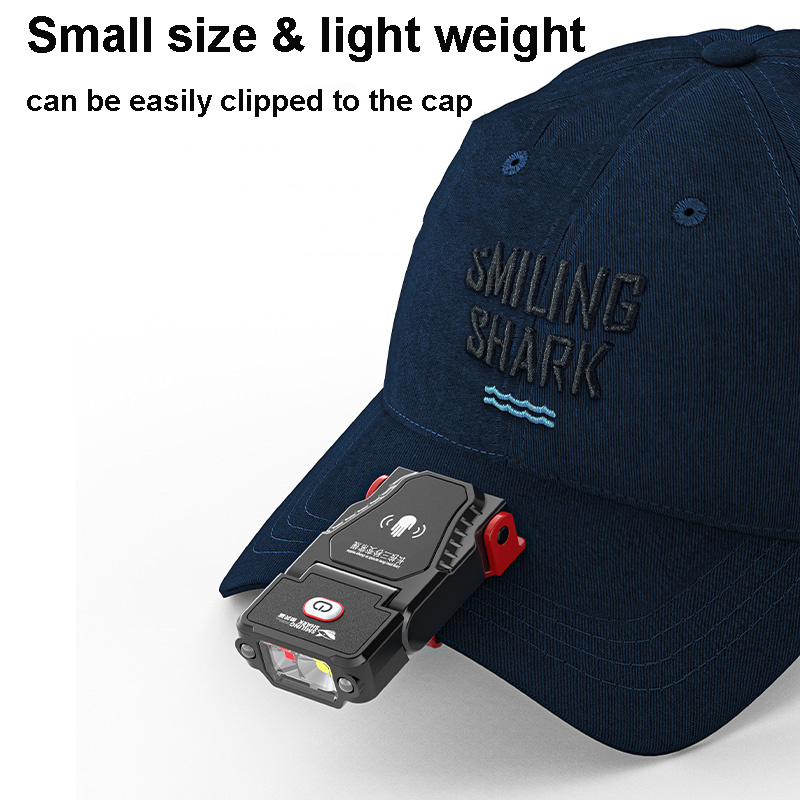 Smiling Shark LED Stirnlampe, Clip On Cap Leicht Mini Kopflampe 5