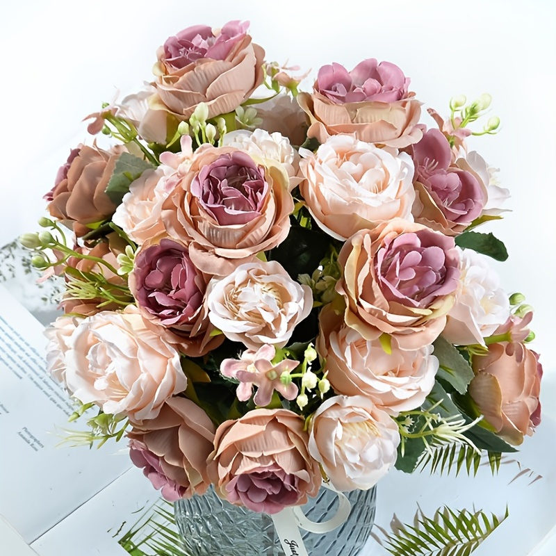 thumbnail image 2 of HZYZZYQ Artificial Peony & Hydrangea Flowers - Realistic Silk Decor 2 of 14