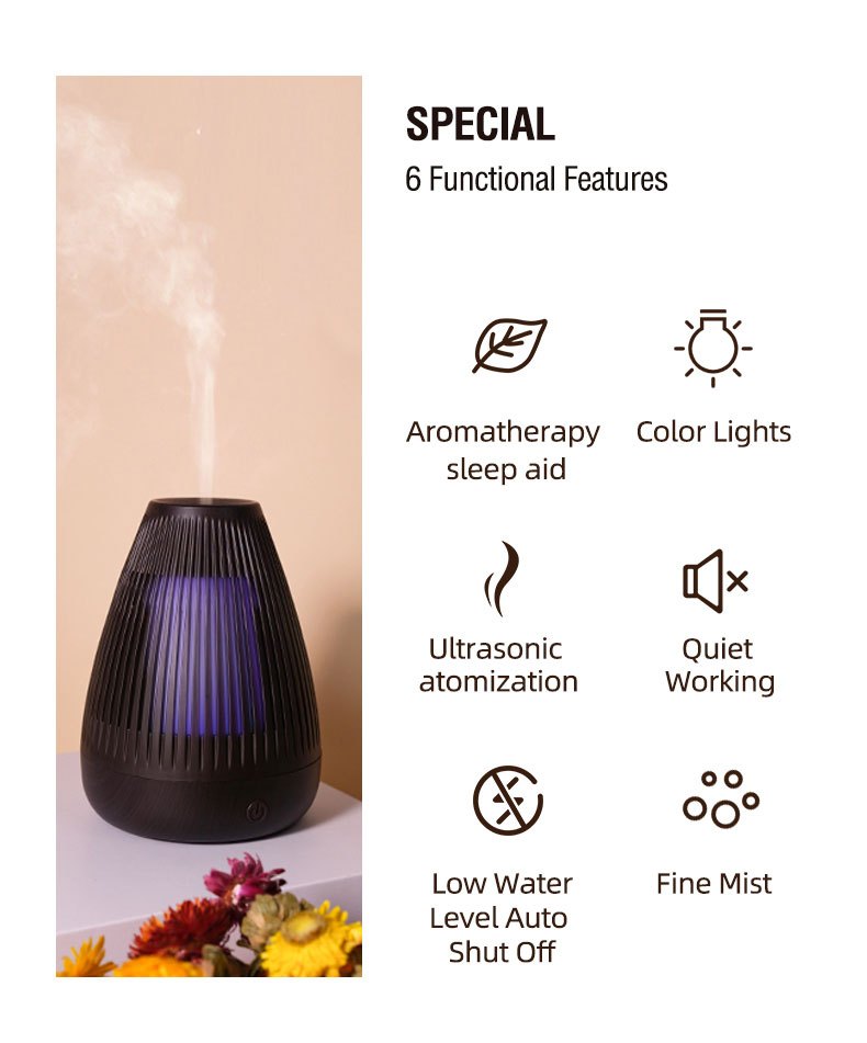 1pc portable usb humidifier with color flame night light and aroma diffuser enhance your sleep and relaxation with soothing moisture and fragrance details 0