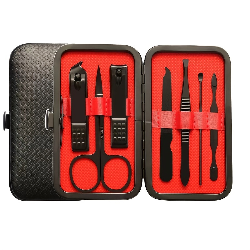 

7 Pcs Stainless Steel Nail Clipper Set Grooming Set Tool Case Manicure Pedicure