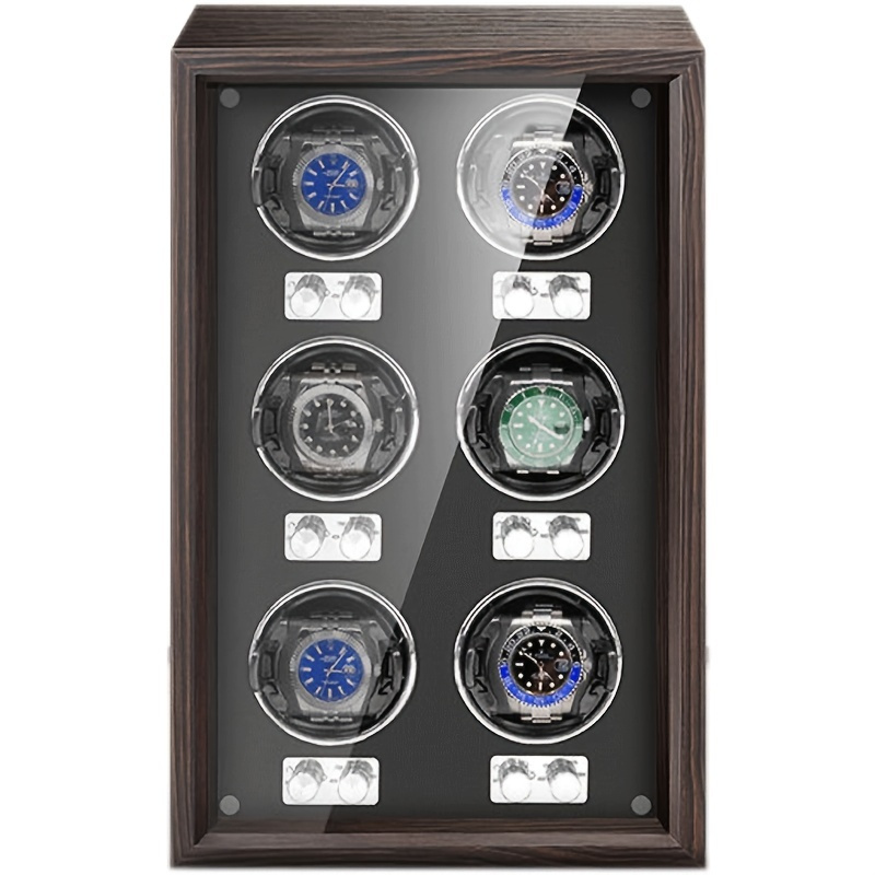Watch Box Winding Box Wood Watch Winder Vertical 6 Slots Automatic