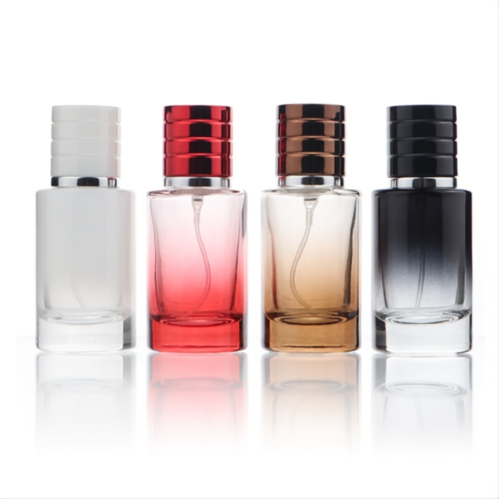 30ml Glass Perfume Bottles Empty Gradient Black Spray Perfume Bottles with Black Screw Lid Refillable Portable Empty Square Perfume Atomizer Vials