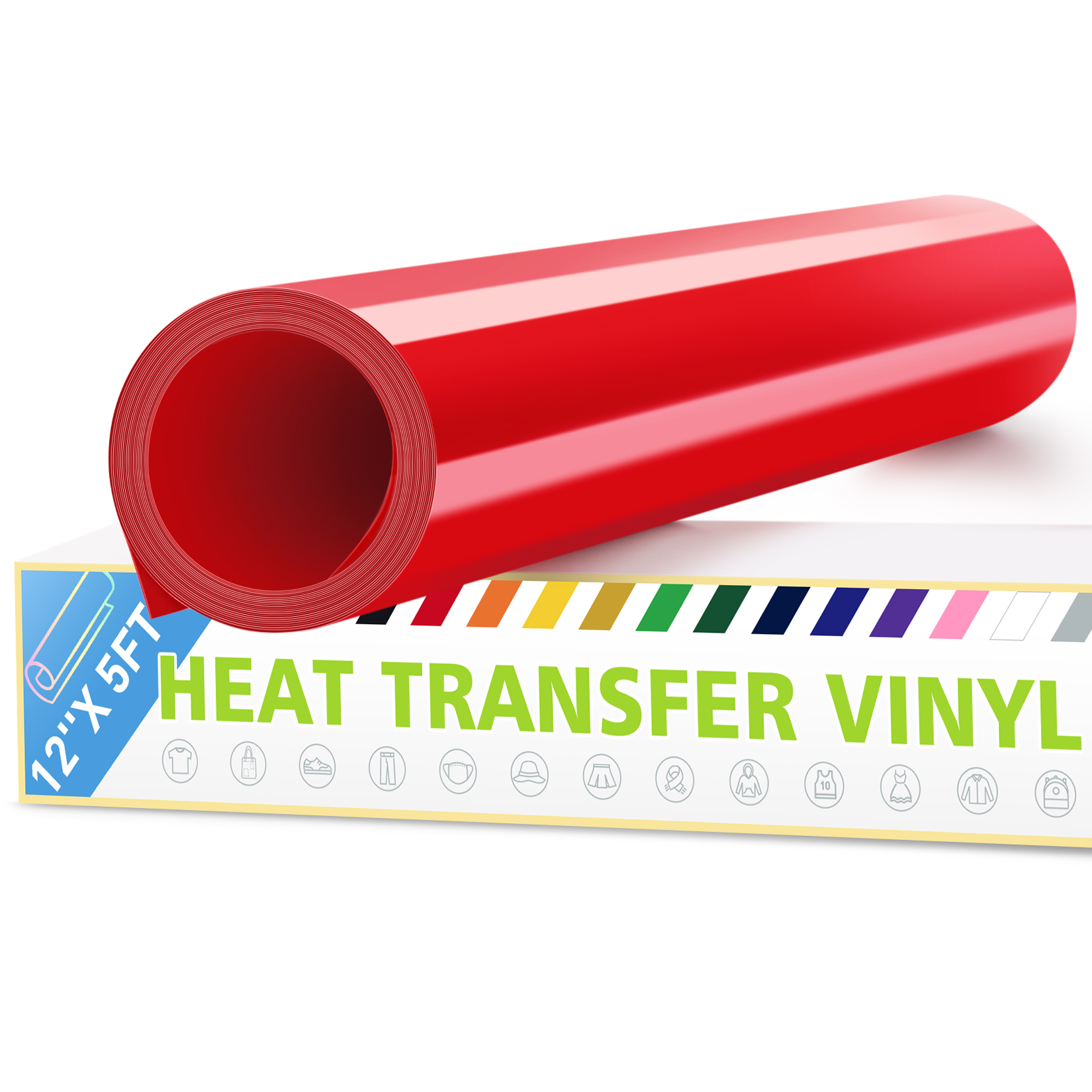 Red Heat Transfer Vinyl - Red Iron on Vinyl Rolls, 12 x 8ft Red HTV Vinyl