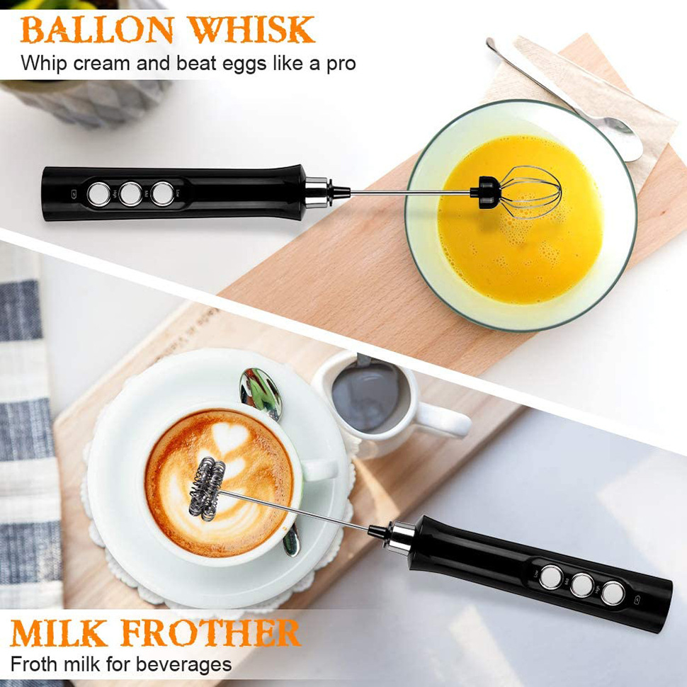 3-In-1 Portable Milk Frother: Usb, Steel, Handheld – Kitchen Estate
