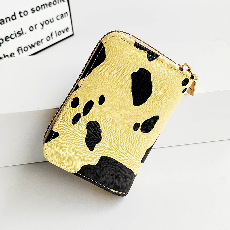 Trendy Cow Pattern Card Holder, Organ Multi-Card Slots Certificate Card Case, Perfect Casual Card Coin Bag for Daily Use,Temu