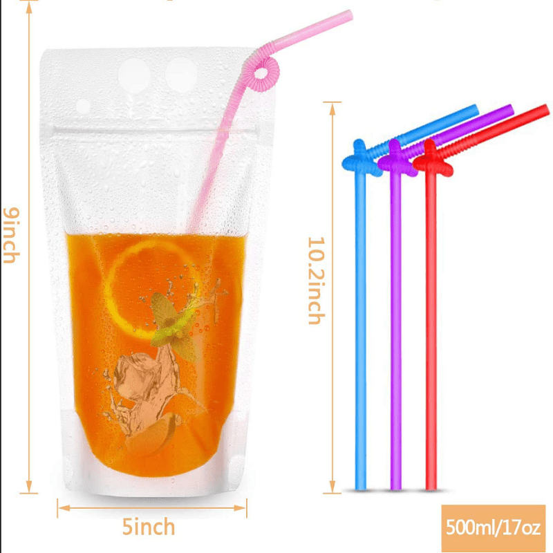 Stand up Plastic Drink Pouches Bags With Drink Straws Heavy - Temu
