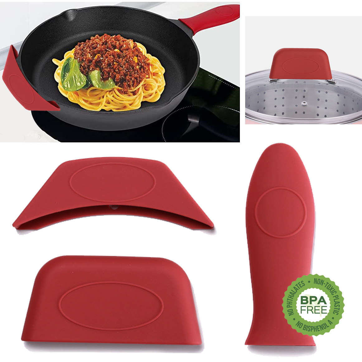 SAIKOOWA Silicone Pan Handle Sleeve,Cast Iron Handle Cover for Frying  Pan,Spatulas,Skillet, Wok, Pot…See more SAIKOOWA Silicone Pan Handle  Sleeve,Cast