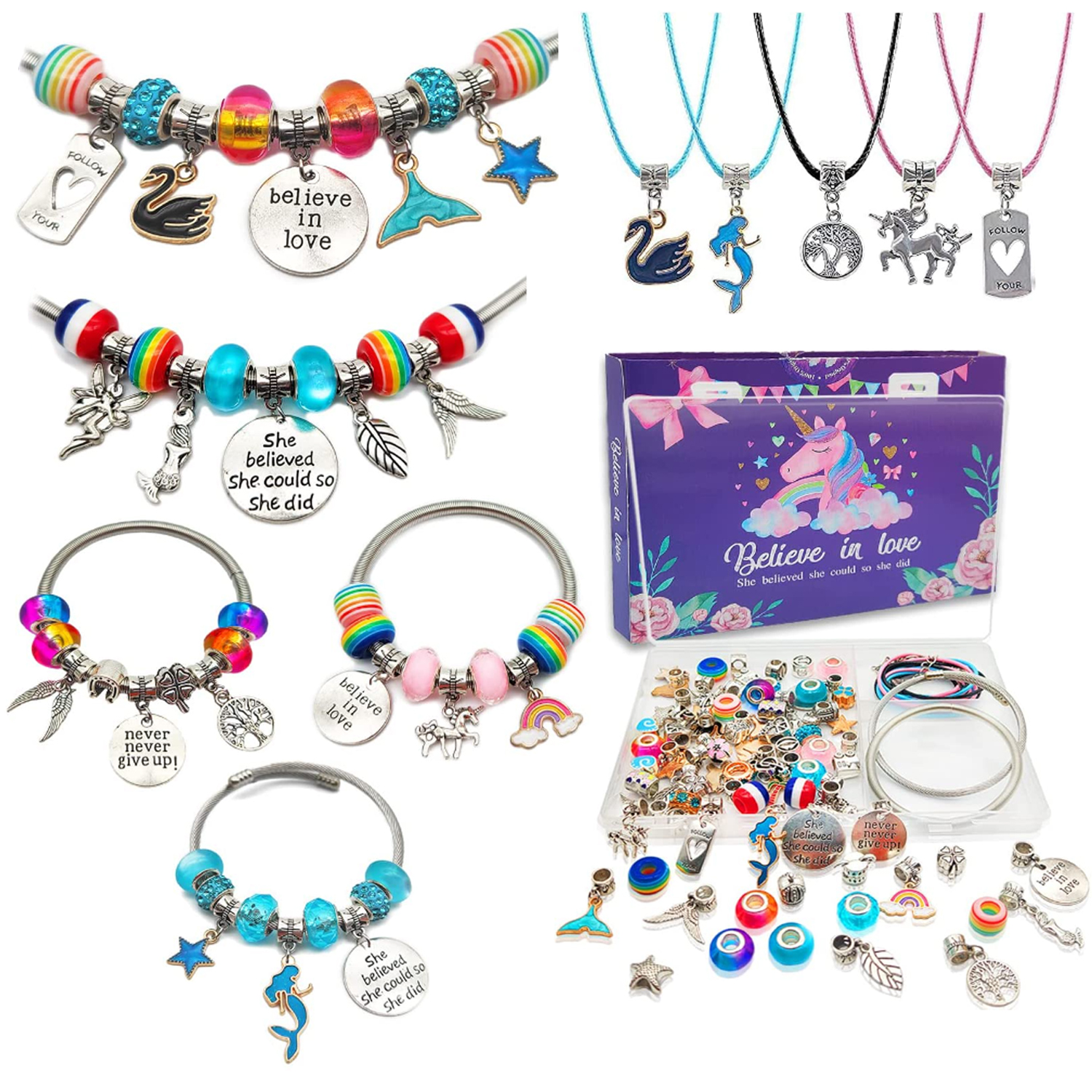 Bracelet Making Kit , Charm Bracelet Making Kit for Girls Teens Age 8-12