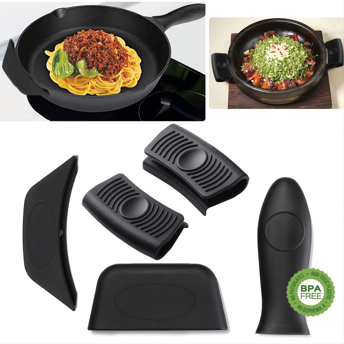 Non-slip Silicone Skillet Handle Holder Set - Protect Your Hands From Burns  While Cooking - Temu