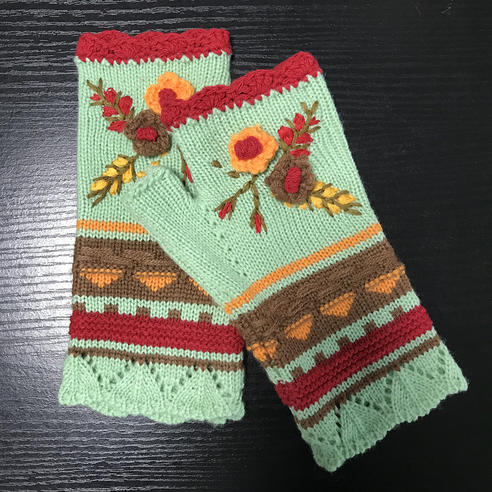 Floral Crocheted Gloves Flower Arm Warmers Knitted Gloves For Women Winter  Long Gloves Fingerless Mittens Warm Knit Gloves - Temu