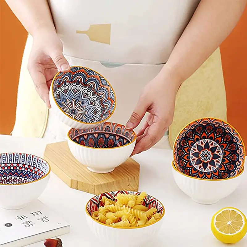Portion Control Small Mandala Porcelain Bowl Set - Stackable Ceramic Bowls  For Side Dishes, Dips, Snacks, Rice, Noodles, Ice Cream - Microwave And  Dishwasher Safe - Temu United Arab Emirates