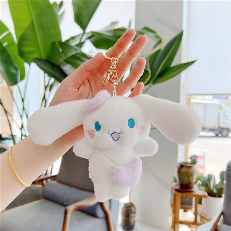 Kawaii Cartoon Candy Colors Plush Bear Rabbit Doll Keychain Cute Ladies Bag  Men's Car Key Ring Student Bags Luggage Pendant