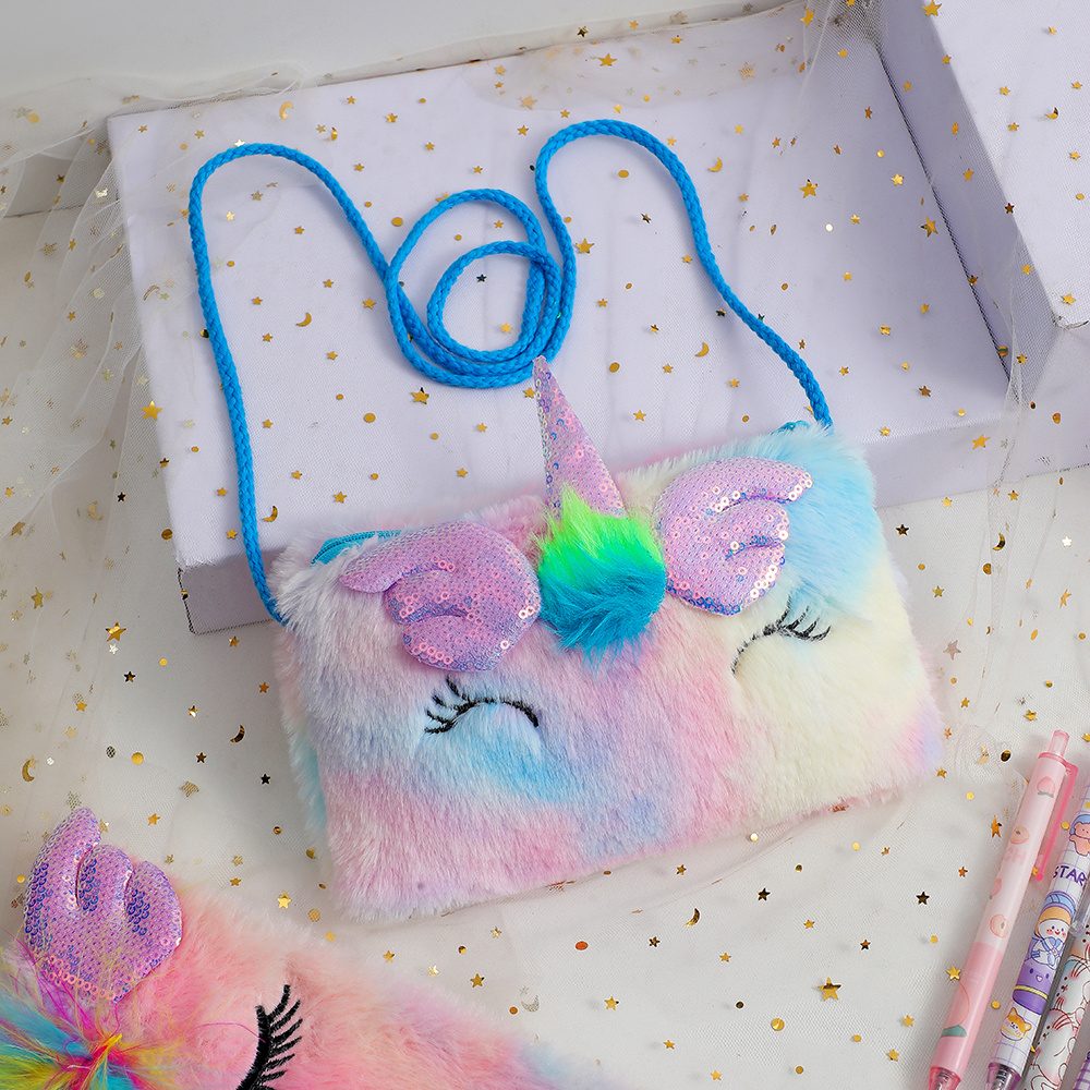 Bolsas de noche Niña Linda Peluche Unicornio Monedero Bebé Niña Mullido  Bolso de hombro Bolso para niños Bolsos cruzados peludos para niñas 230927