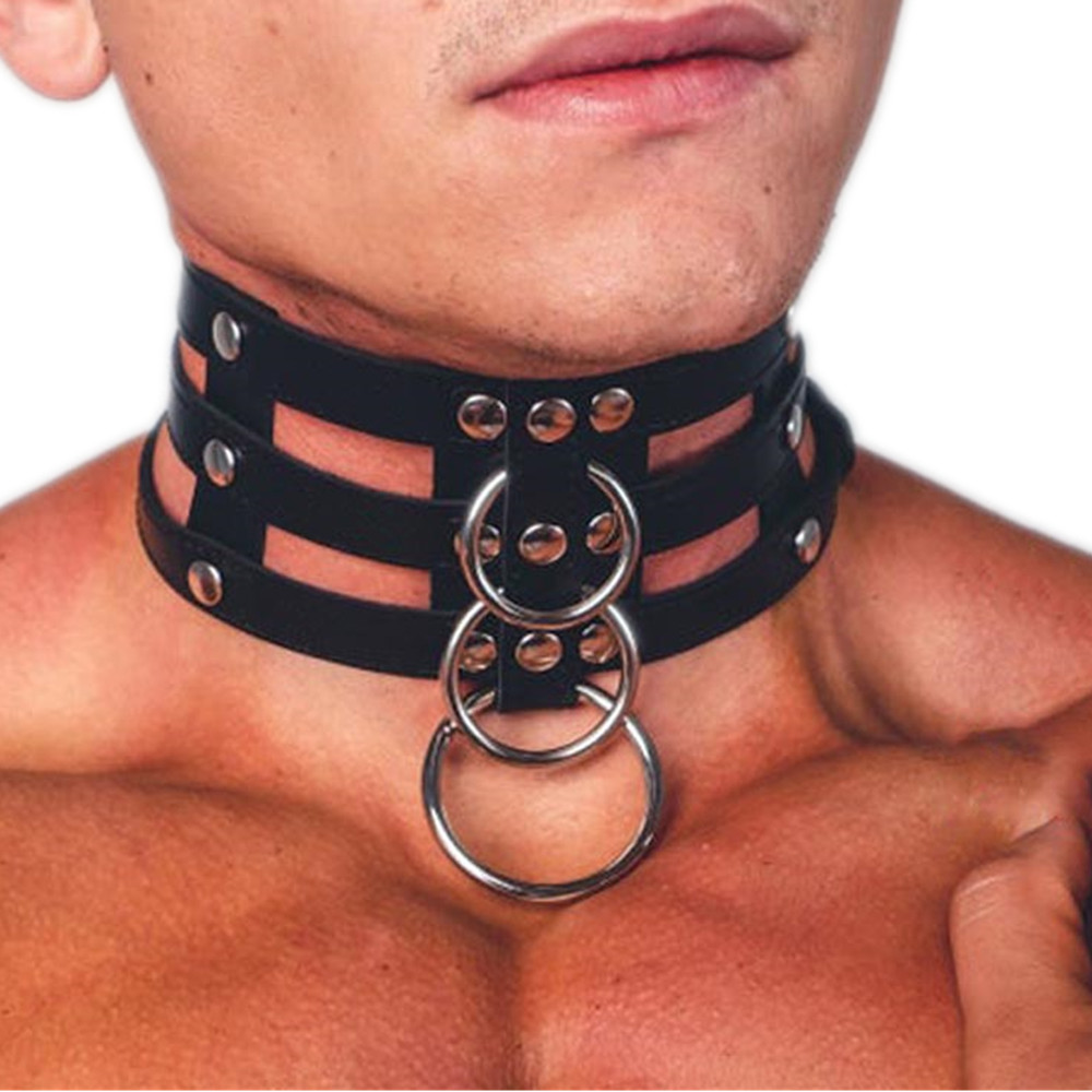 Men's Leather Choker with Leash