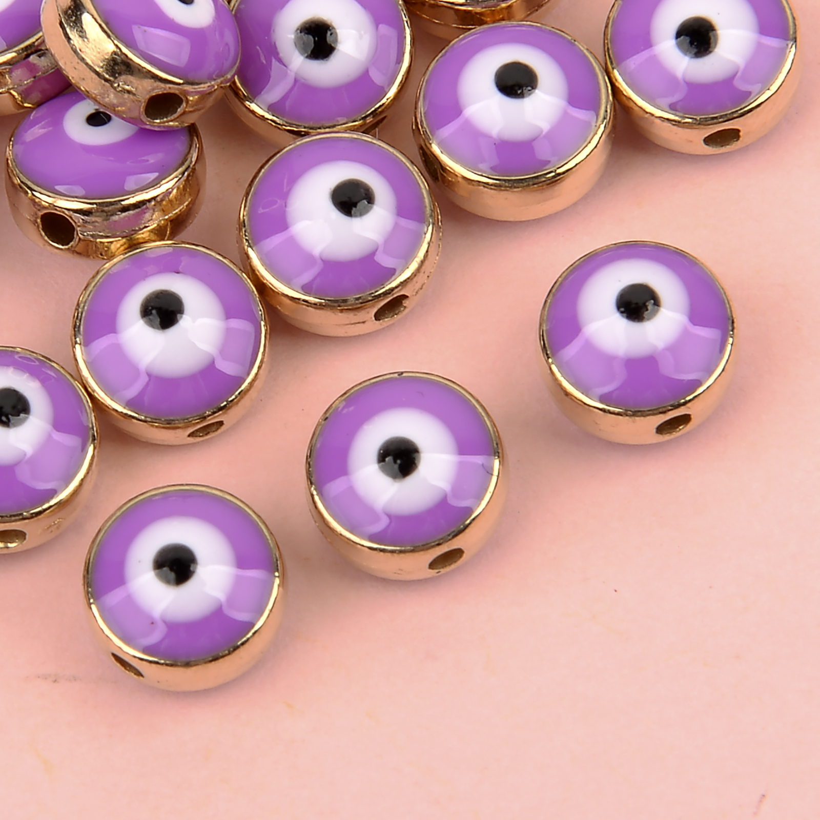 50 100 Pcs Purple Evil Eye Beads , Resin Evil Eye Beads ,6mm ,8mm