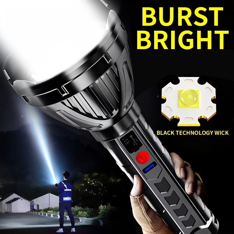 1pc Plastic Long Range Led Flashlight Usb Rechargeable Flashlights Waterproof Torch With Cob