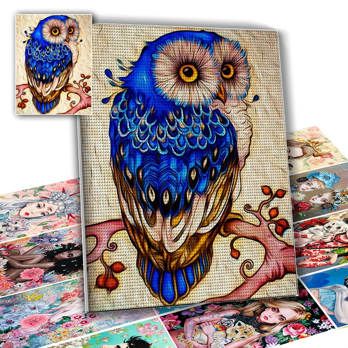 1pc Beautiful Owl Artificial Diamond Painting Kits For Adults, Animal DIY  5D Diamond Art Paint With Full Round Diamonds Art Painting Kit For Home Wall