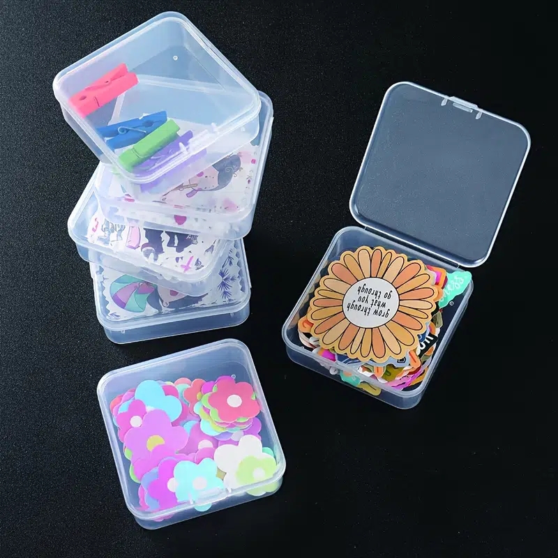 Mini Transparent Storage Box Sticker Accessories Parts Storage Box  Multifunctional Portable