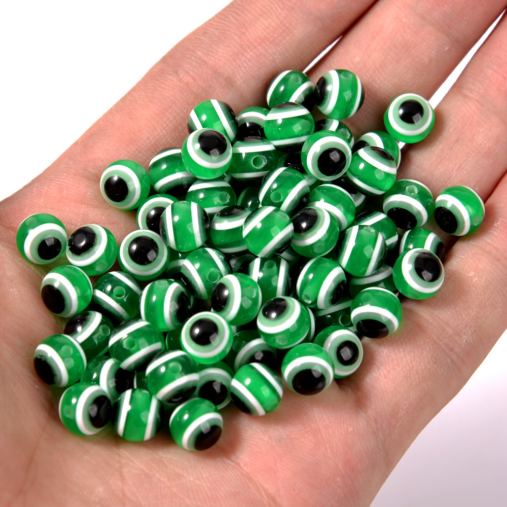 100pcs 6mm Resin Flat Evil Eye Beads Oval Shape Loose Spacer Beads for  Jewelry