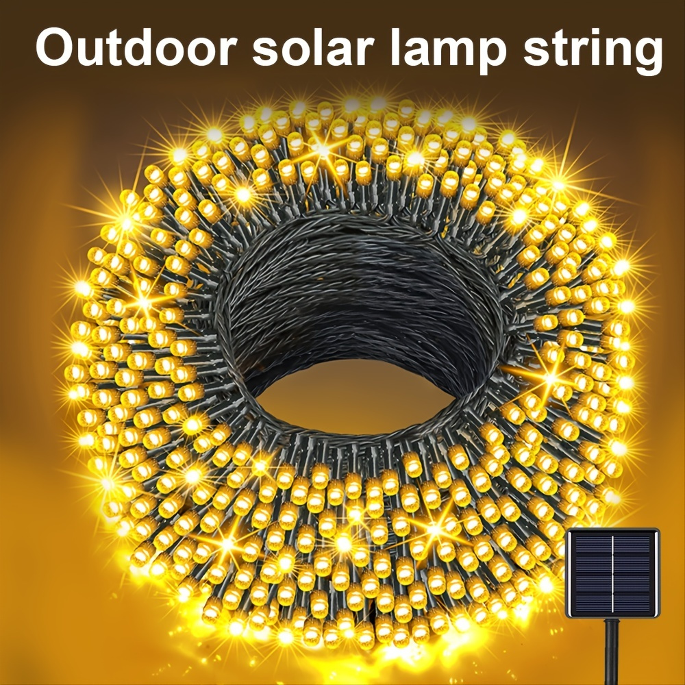 

1pc Outdoors Solar String Light, 200 Leds 8 Solar Lamp Led Lights Strips, For Gardens Wedding Party Day Valentine's Day New Year Christmas Decor