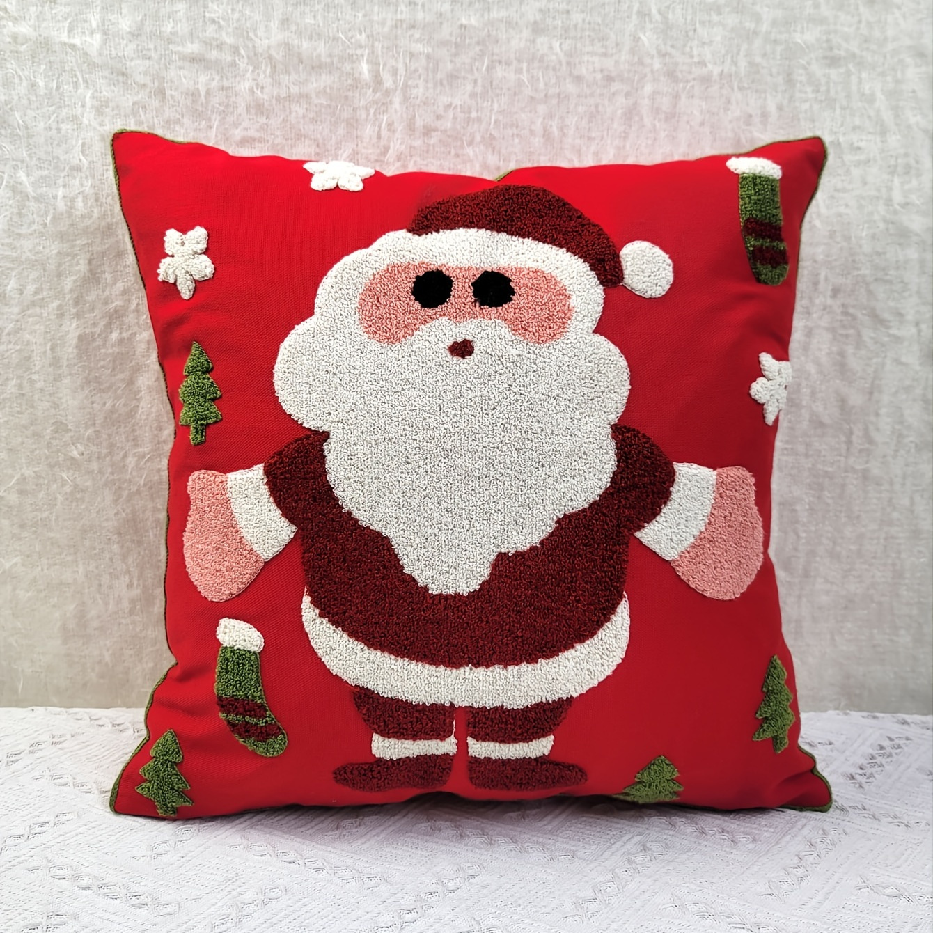 Santa Claus Towel Throw Pillow Covers Zipper Single Sided Temu