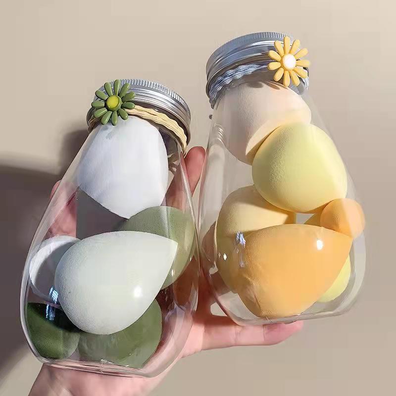 

6pcs Soft Teardrop Blender Sponge Set With Jar - Flawless Bottle Design For Perfect Makeup Application - Perfect For Girls And Women