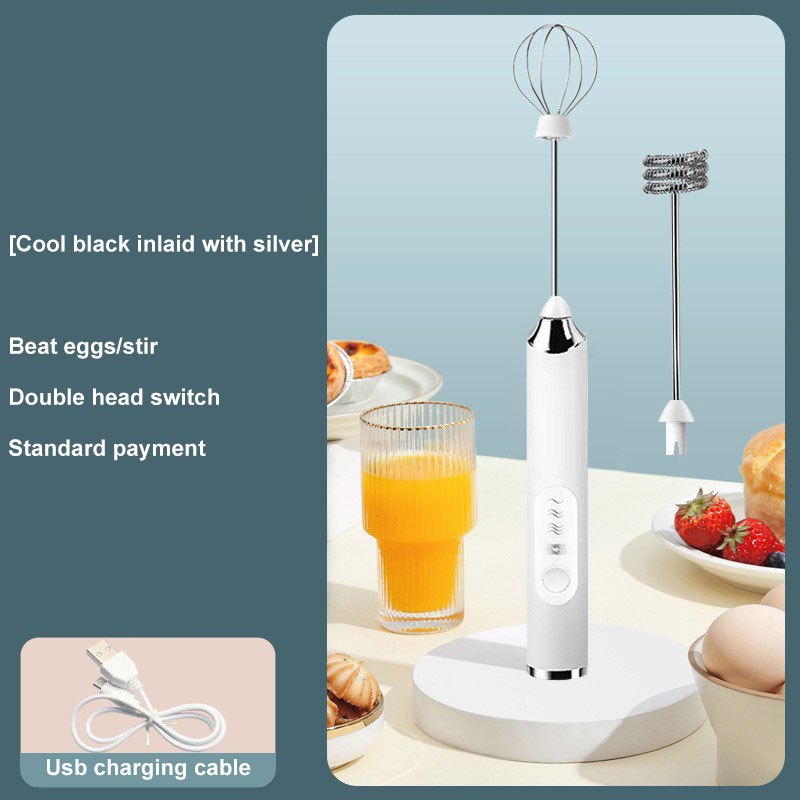 Mini Handheld Rechargeable Coffee Milk Frother + Egg Beater Mixer + Usb  Cable