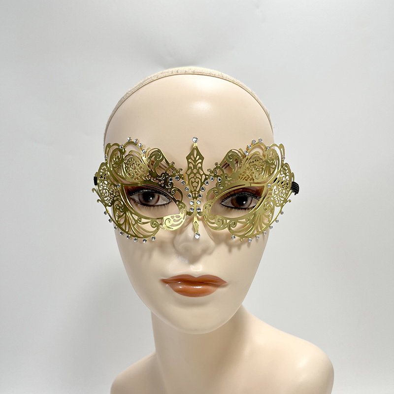 Máscara de mascarada de Navidad, accesorios decorativos de media cara  mental dorada para fiesta de carnaval, disfraz de Cosplay
