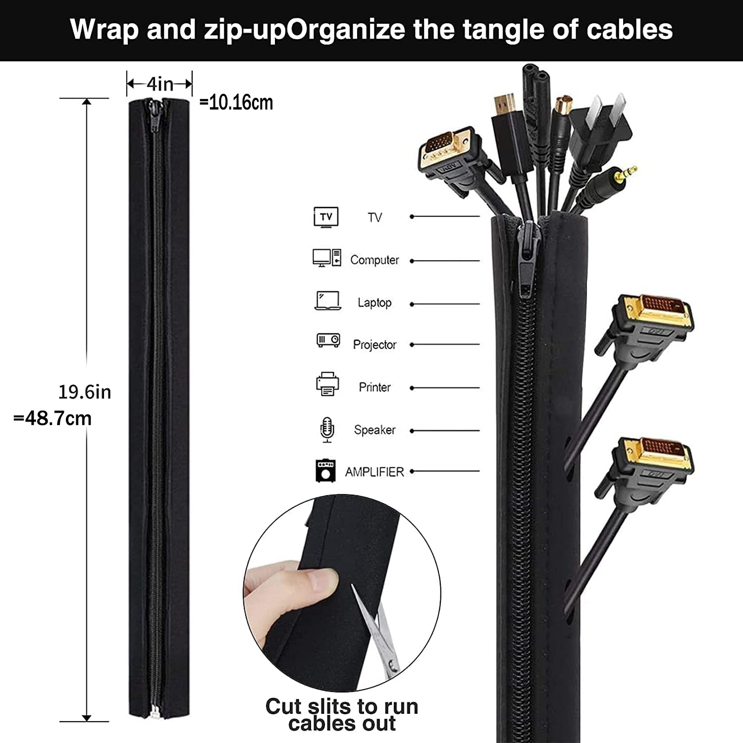 1set Cable Management Sleeve 4 Pack Cable Management Sleeve Temu