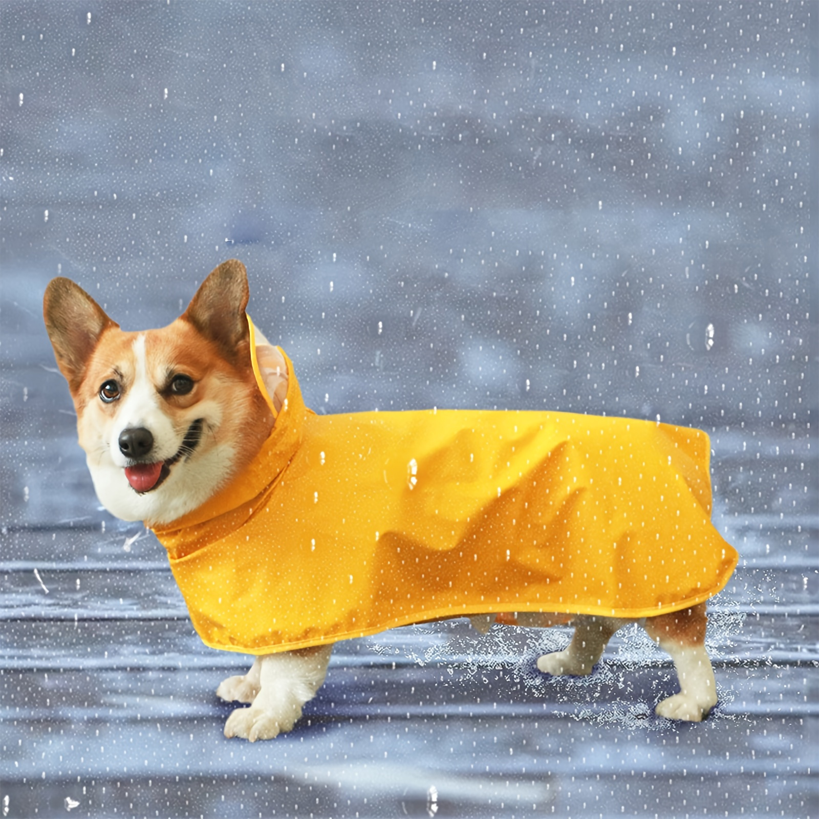 Chubasquero amarillo impermeable amarillo para mascotas, impermeable, con  capucha para perro, chaqueta impermeable ligera para Corgi Tidy Small Dog