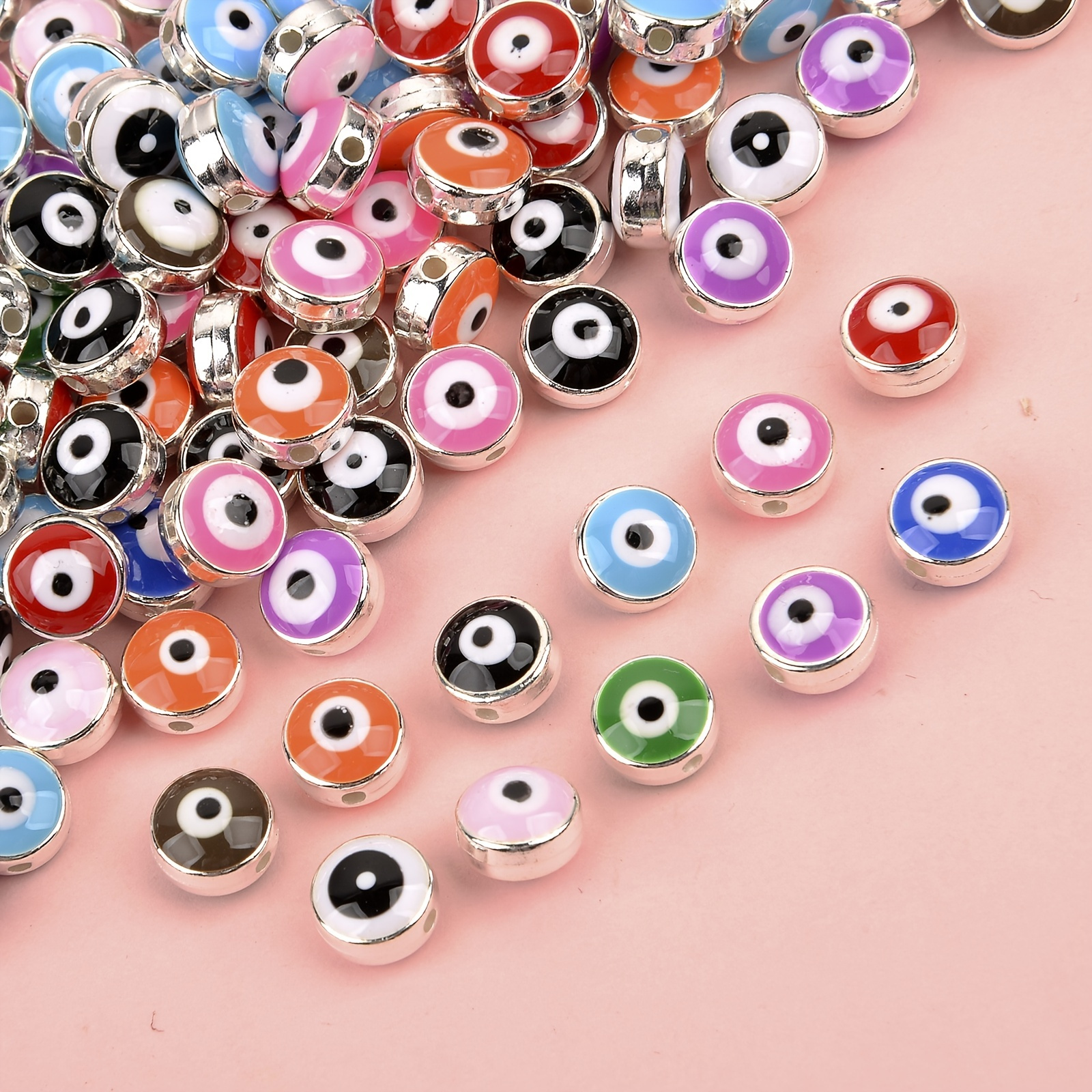 

20pcs 8mm Colorful Round Evil Eye Beads Resin Beads Spacer Loose Beads For Artificial Jewelry Making Bracelet Necklace Diy Accessories