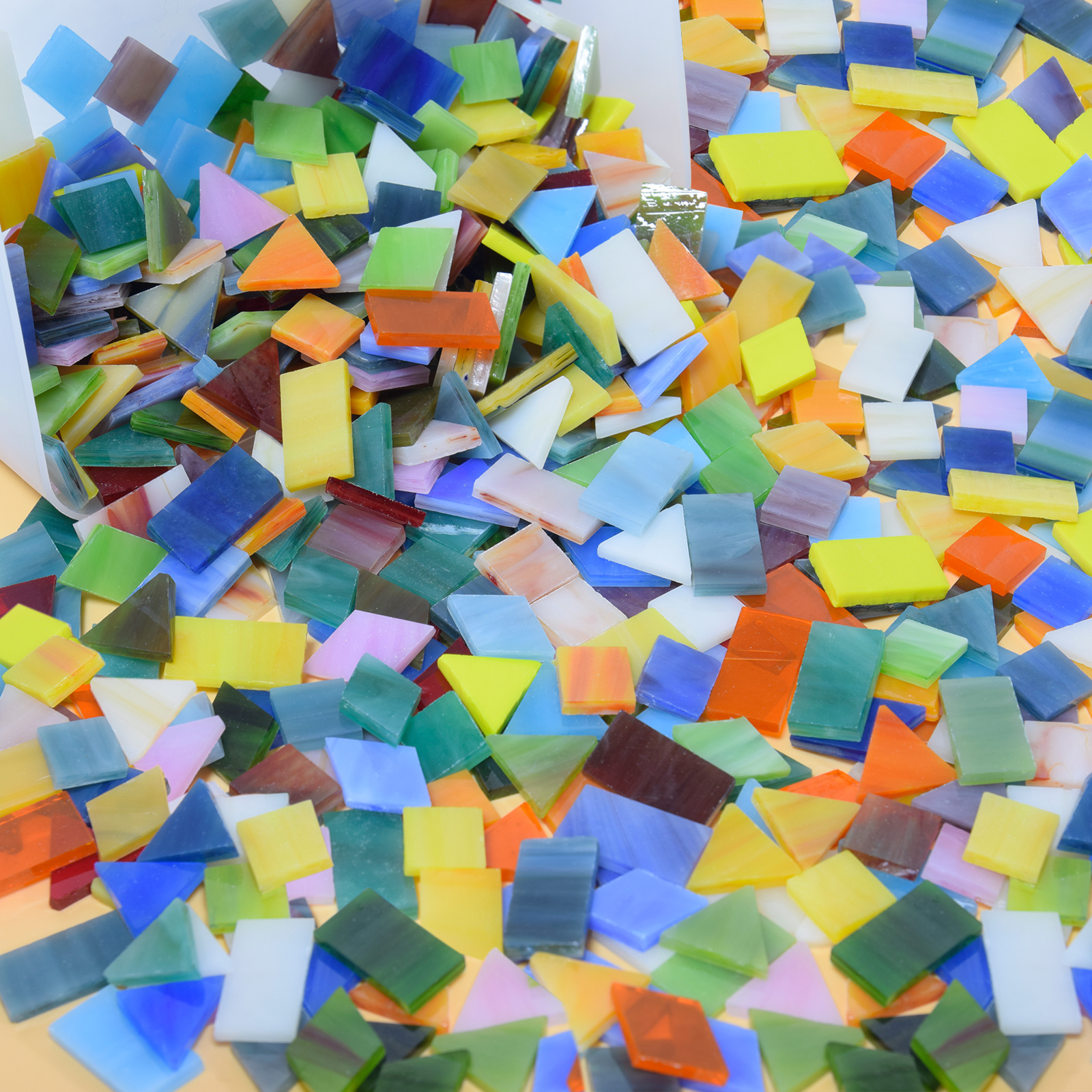 4 Mixed Shapes Glass Mosaic Tiles Crafts Diamond Triangle - Temu