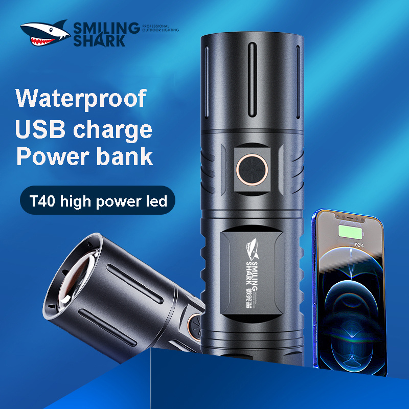 Smiling Shark Rechargeable LED Flashlights High Lumens, Super Bright  Zoomable Waterproof Flashlight With Batteries Included & 5 Modes, Powerful  Handhe