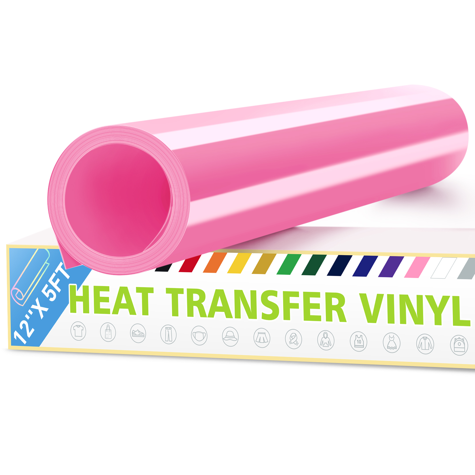 Pink HTV Vinyl Rolls Heat Transfer Vinyl -12” x 25ft HTV Vinyl for Shirts Iron on Vinyl for All Cutter Machine - Easy to Cut & Weed Vinyl for