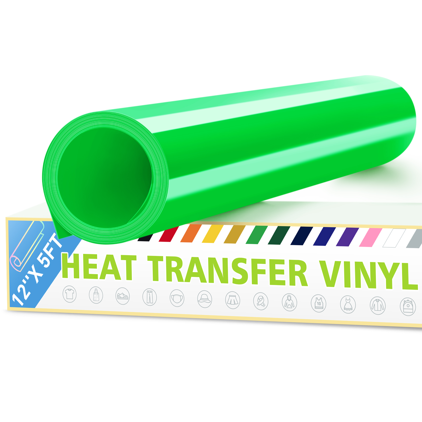 HTV Iron on Vinyl 12Inch by 12ft Roll HTV Heat Transfer Vinyl for T-Shirt  HTV Vinyl Rolls for All Cutter Machine - Easy to Cut & Weed for Heat Vinyl