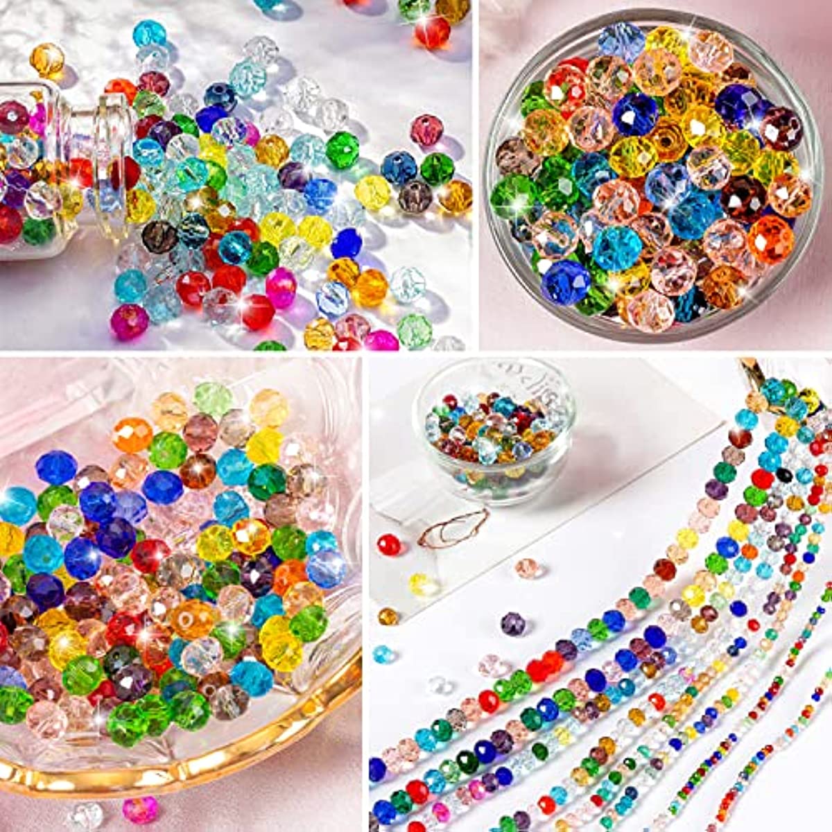 Crystal Glass Flat Beads For Jewelry Making Faceted Rondelle - Temu