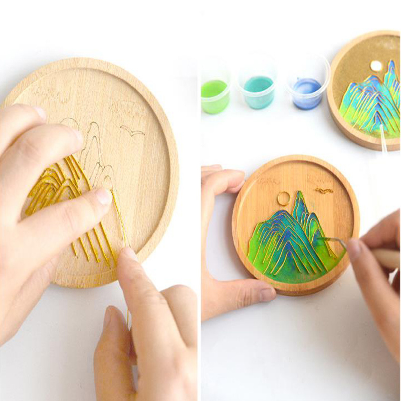 Jingshan Coasters Cloisonne Enamel Painting Group Activity Intangible  Heritage Handmade DIY Material Pack