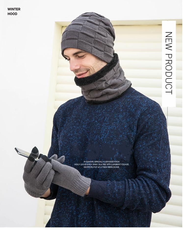 New Fashion One-piece Hat Men's Winter Fleece Thick Scarf Warm