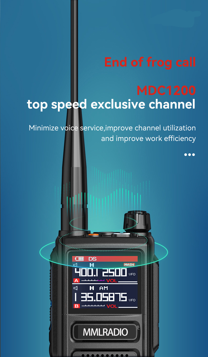 COM12x1_tube - Encrypted professional walkie-talkie of 500 mW and its tube  auricle accoustics transparency.